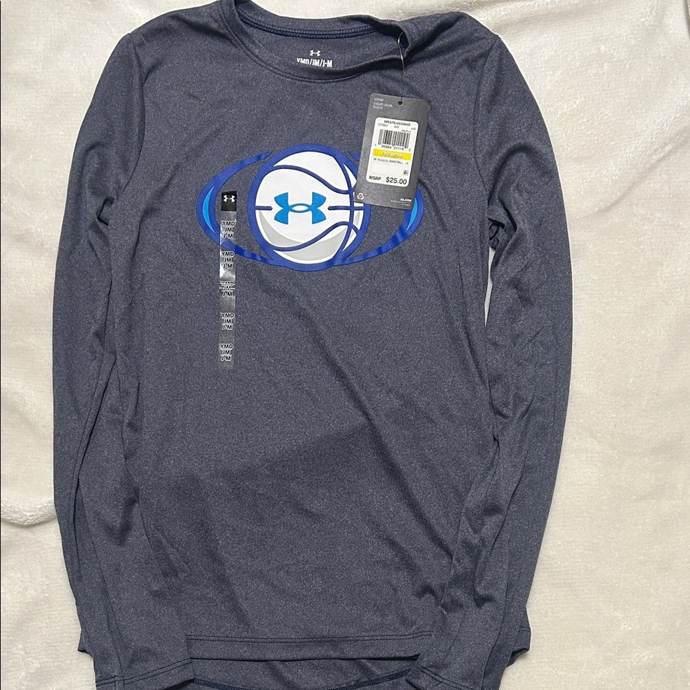 Under Armour Navy Long Sleeve with Blue Logo, Medium, New with Tags